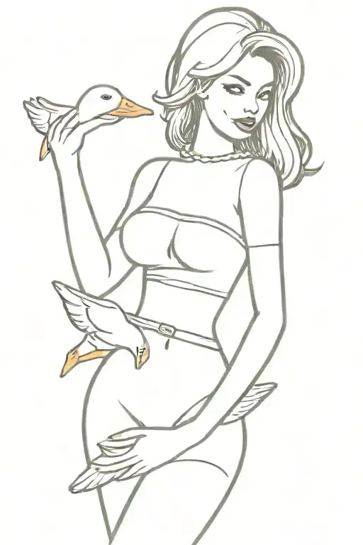 Sexy Country Pinup Girl Holding A Duck