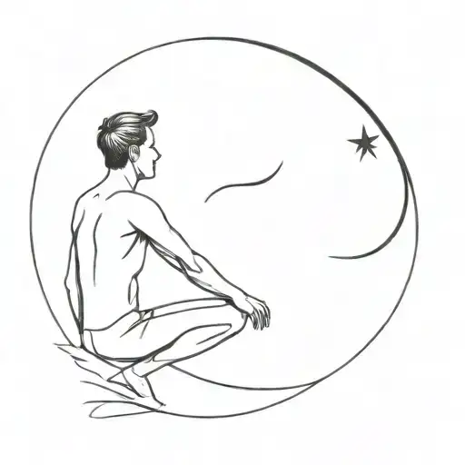 Man Asking The Moon For A Fairy To Appear In Front Of Him