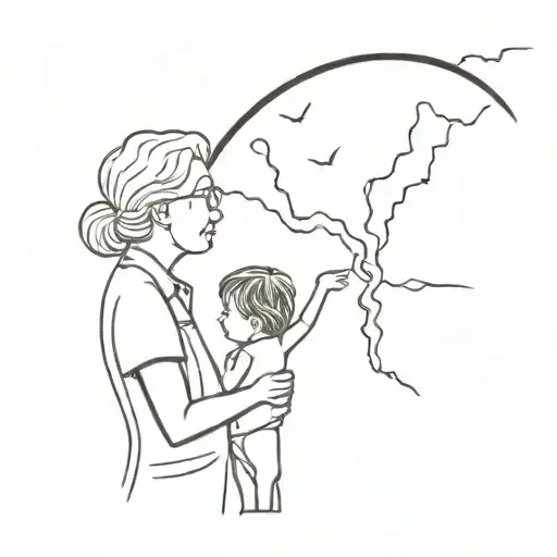 Grandma And Niece Watching Rain And Lightning Bolt