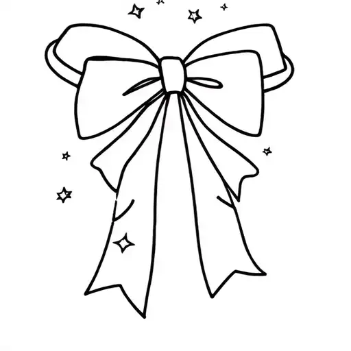 Cute Aesthetic Kawaii Bow With Flowing Strings And Sparkles