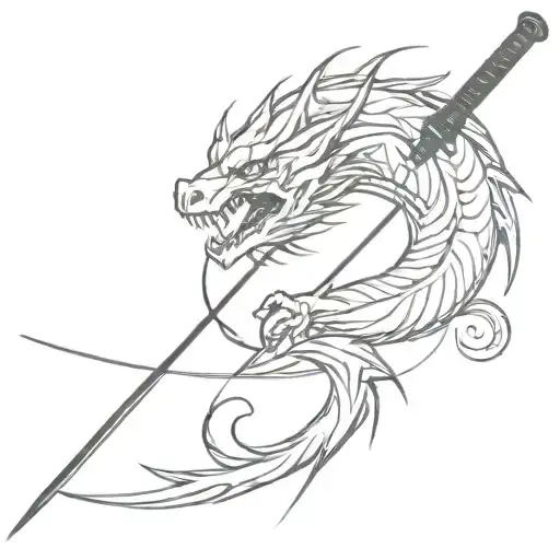 Katana And A Dragon