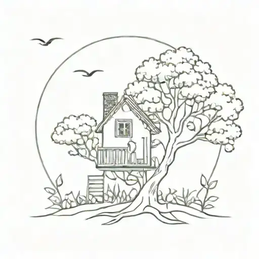 Wroshyr Tree With Small Treehouse In The Leaves