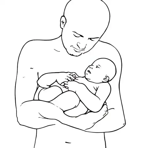 Man Holding Baby Line Drawing