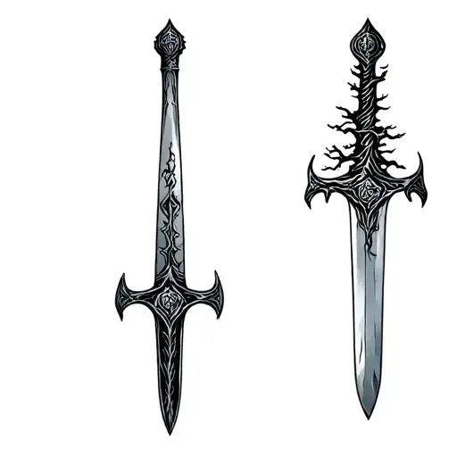 Simple Narsil Sword From Lord Of The Rings With Fellowship Of The Ring And Tree Of Gondor