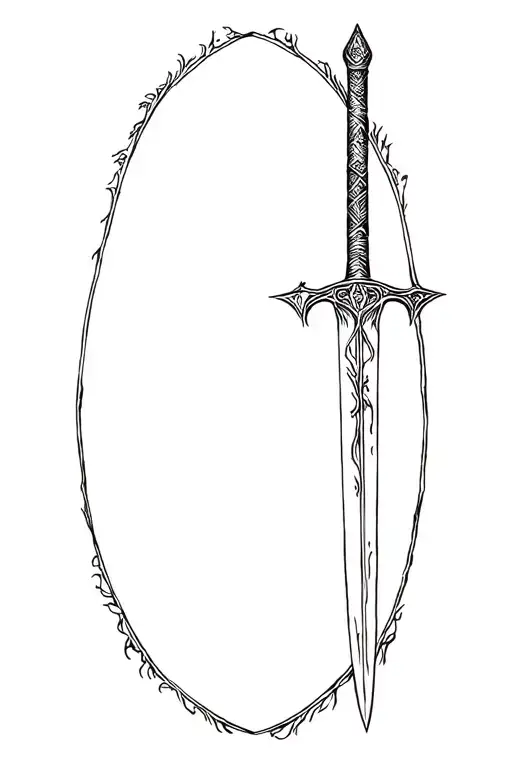 Simple Narsil Sword From Lord Of The Rings With Fellowship Of The Ring And Tree Of Gondor