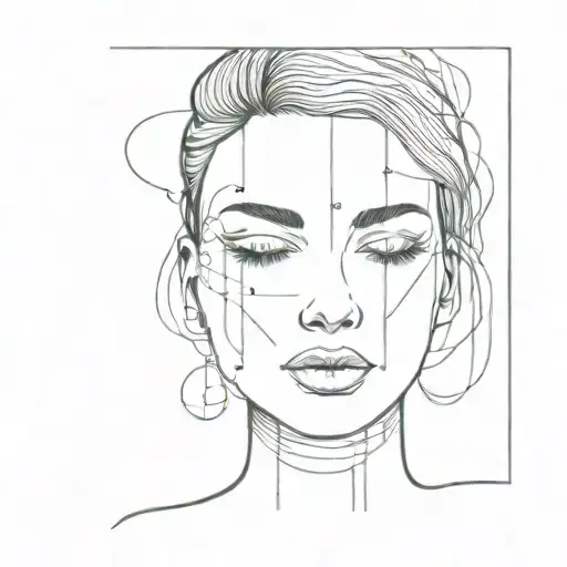 Simplistic Fine Line Woman Face With Ideas Coming Out Of Unrealistic Brain