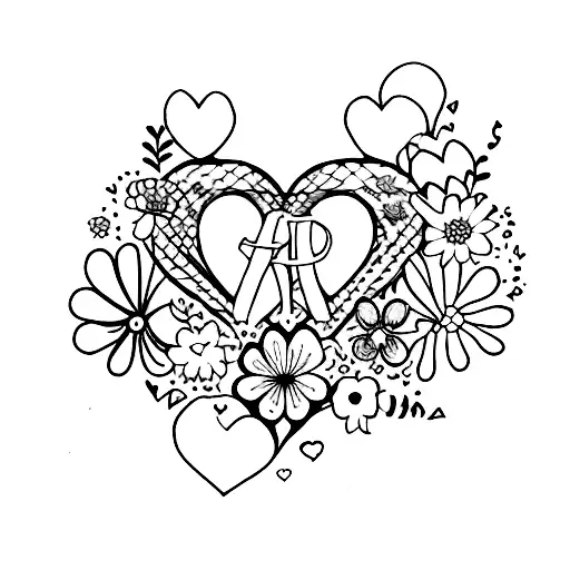 Cat & Heart & Flowers