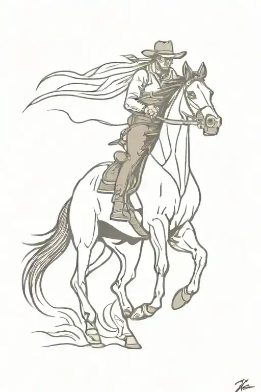 Horse Galloping With A Cowboy Outlaw And Gun