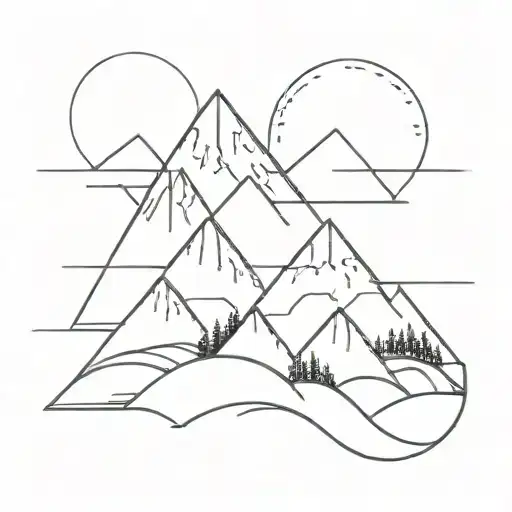 An Abstract Representation Of The Sea And Mountains Merging Together