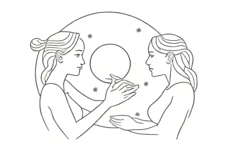 Two Girls And A Moon In Between Them