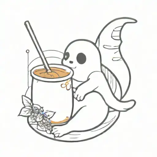 Black And White Ghost Eating Honey