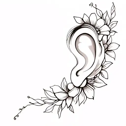 Floral Ear Tattoo Design