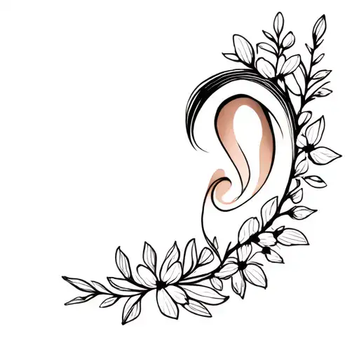 Dainty Floral Ear Tattoo Design