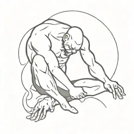 Half Body Fell Into A Hole Funny Sketch Style Design