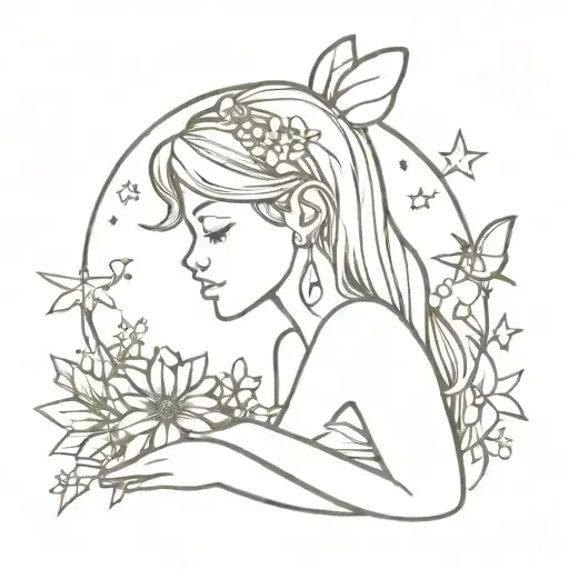 Fairy With Flowers And Stars