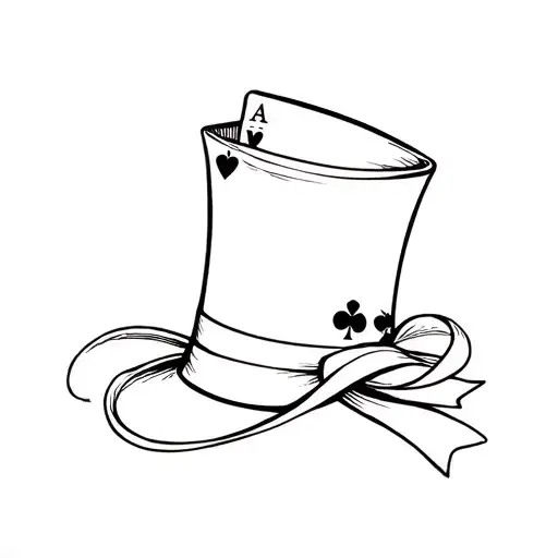 Tophat With Playing Card In The Ribbon Around The Hat With A Bow On The Floor Bottom Right To It