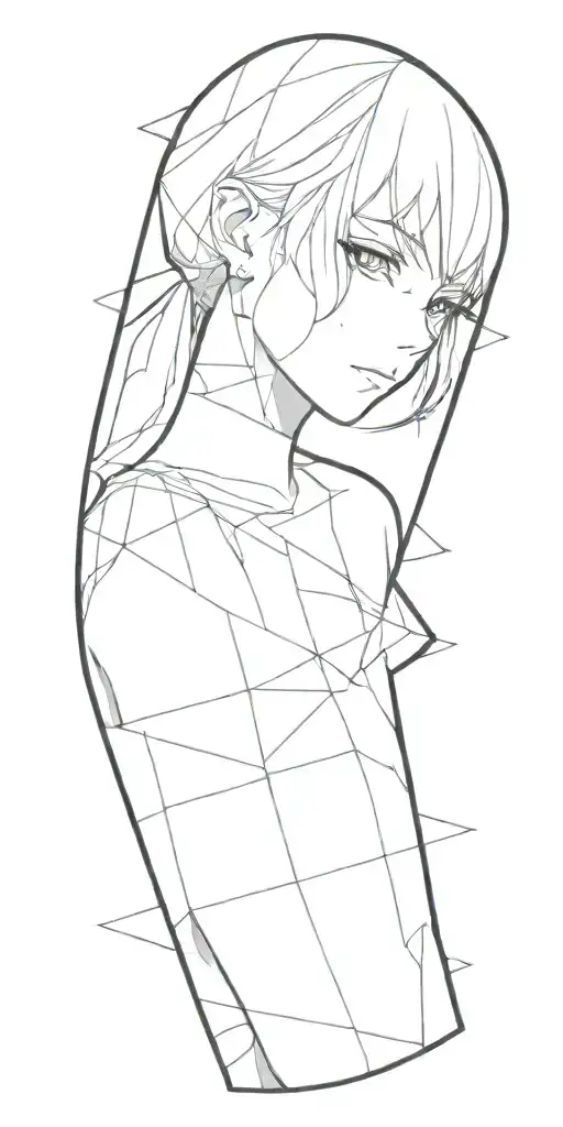 Anime Girl In Front Of A Geometric Background