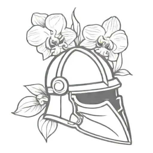 Knight's Helmet With Single Orchid Flower