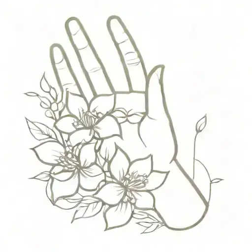 Healing Hand Symbol With Flowers