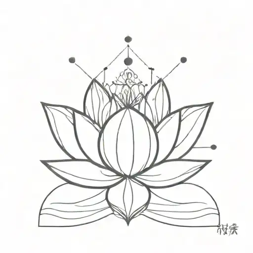 Small Fine Line Tattoo With Lotus In Between Anf Lines From L Eft And Right Of The Lotus