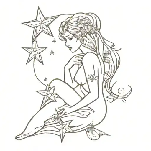 Fairy With Flowers And Stars