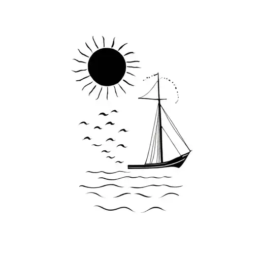 Ship Sun Sea Among Each Other