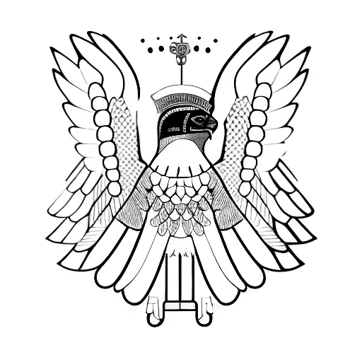 A Egyptian Falcon Wearing A Pharao Crown