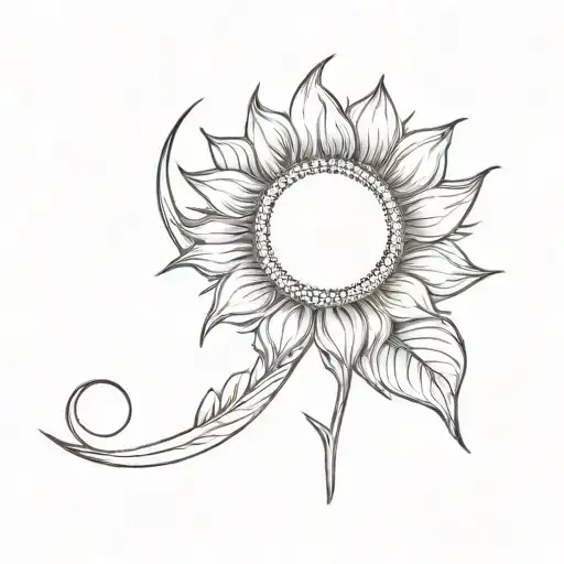 A Sunflower And A Moon Intertwined To Represent The Balance Of Life