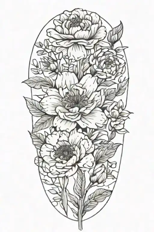 A Marigold And A Peony And A Narcissus Flower