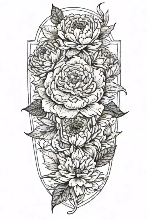 A Marigold And A Peony And A Narcissus Flower