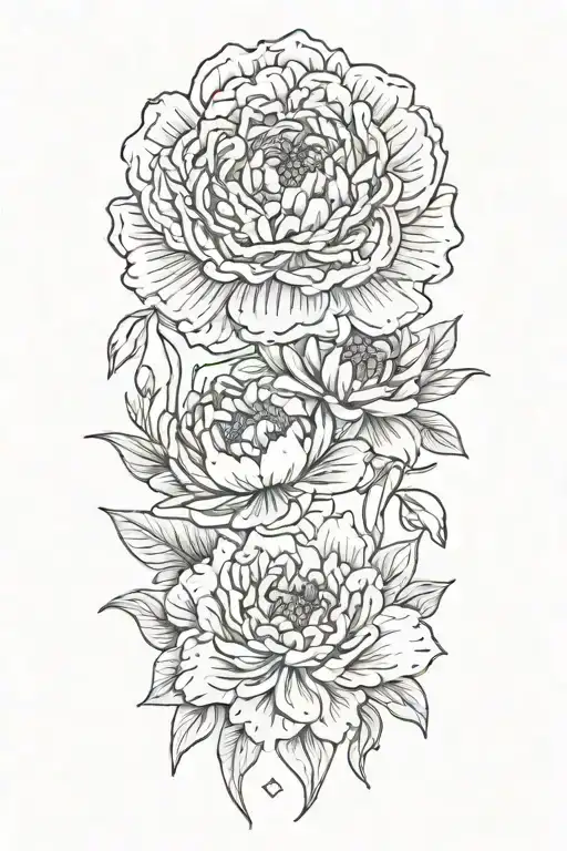 A Marigold And A Peony And A Narcissus Flower