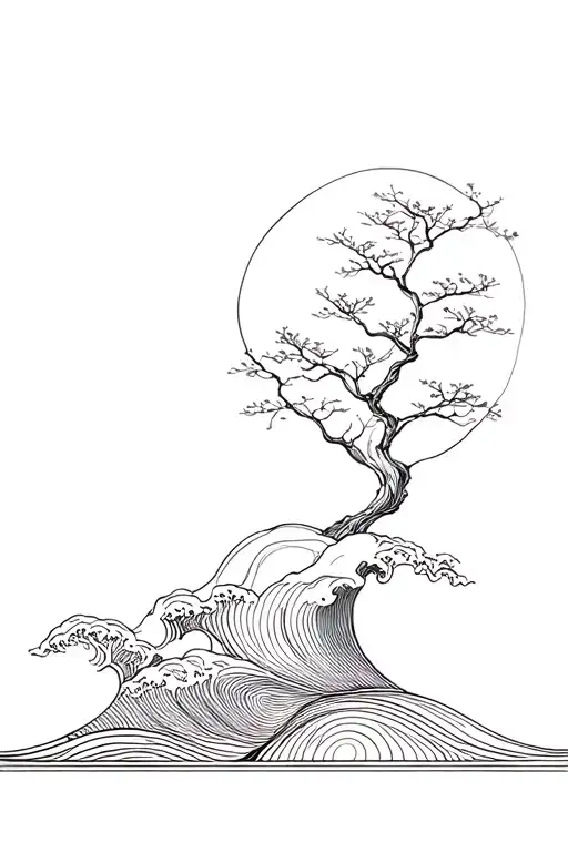 Wave Geometric Tree Montage