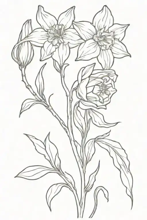 Daffodil Rose Intertwined