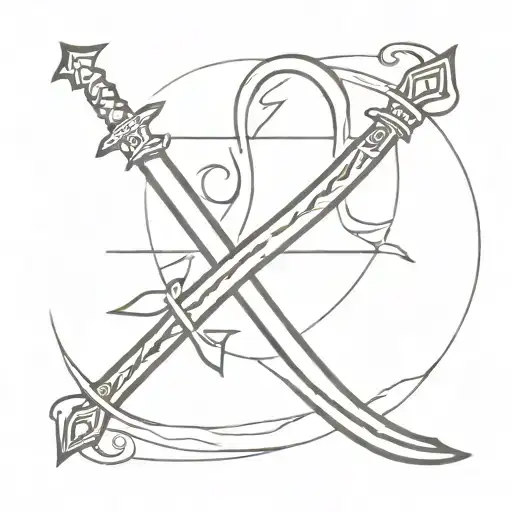 A Sword And Bow Crossed In A Symbol Of Determination