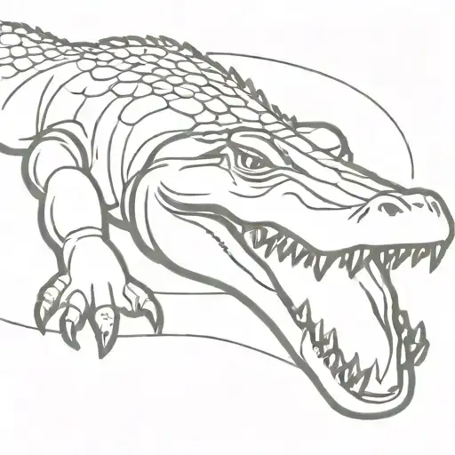 Alligator Simple Line Drawing