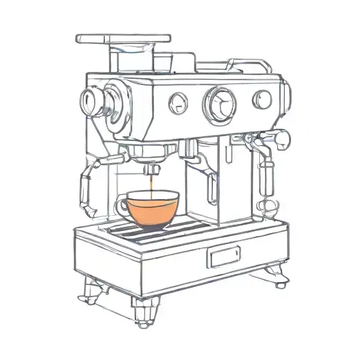 A Geometric Representation Of An Espresso Machine With Abstract Shapes And Lines