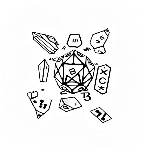 A Dice With Random Numbers And Symbols