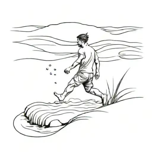 Someone Emerging From River Water