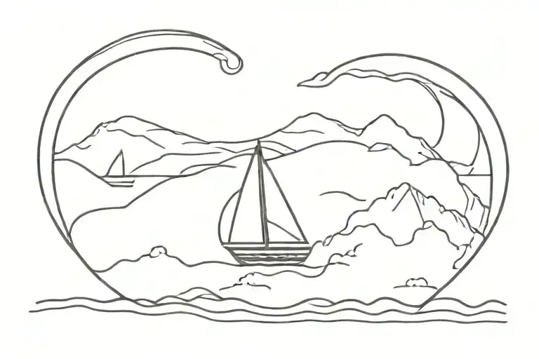 Greek Sailboat Sailing Over A Small Line