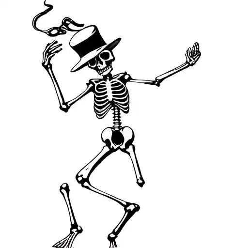 Dancing Skeleton Whit Hat And Monocle