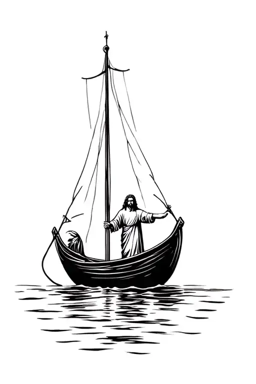 Jesus On Boat Calming The Storm