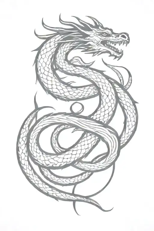 Simple Dragon Wrapped In An Infinity Symbol Shape