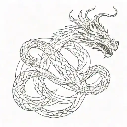 Dragon In The Shape Of An Infinity Symbol Combined