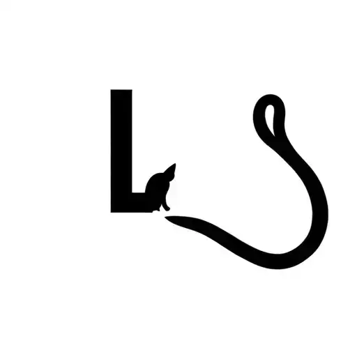 Cat Silhouette With A Tail That's The Letter L