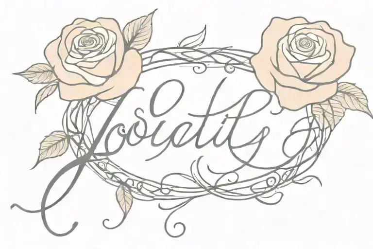 Word Loyalty In Cursive Writing With Roses And Snakes Around It