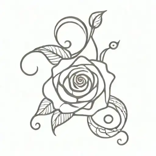 Rose Intertwined With A Music Note