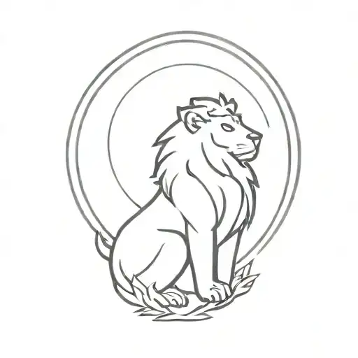 Small Lion Looking Up At Sky With Sun Rising