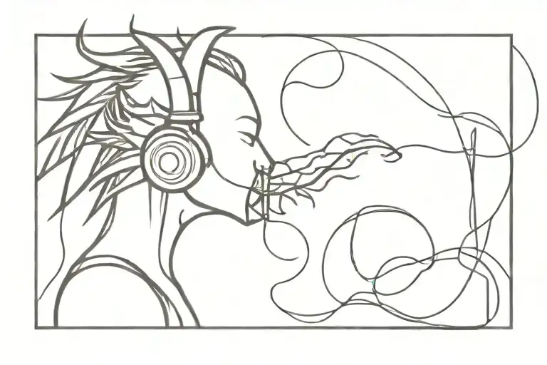 A Dragon With Headphones Breathing Fire In A Music Studio