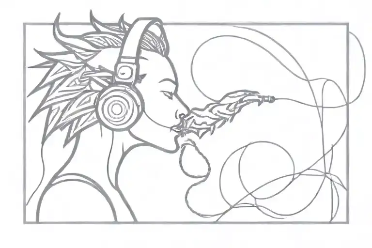 A Dragon With Headphones Breathing Fire In A Music Studio