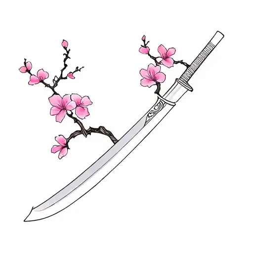Japanese Sword With Cherry Blossom